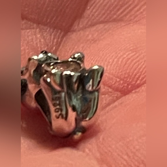 Pandora 925 Sterling Silver Dog with a Bone Charm and Pink Heart - Picture 6 of 12